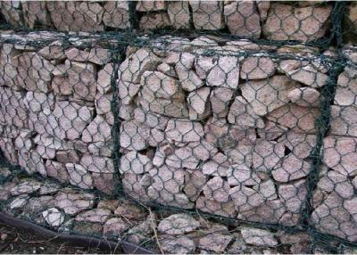 China Loch-Öffnung Gabion 2X1X1M PVCs überzogene sechseckige Gabion Kasten-80X100mm zu verkaufen