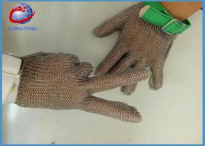 China Textile Strap Safety Metal Gloves With Five Fingers , 304L Chainmail Gloves for sale