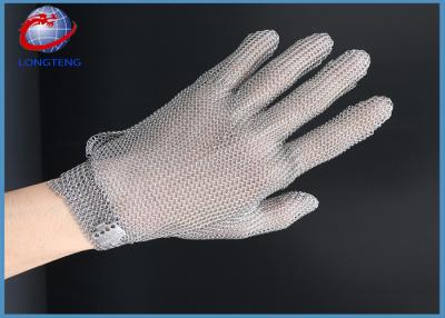 China Cut Resistant Safety Metal Gloves , Protective Chain Link Glove With Metal Hook Strap for sale