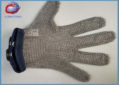 China Butcher Work Safety Gloves / Safety Metal Gloves With Textile Straps Anti Cutting Grade for sale