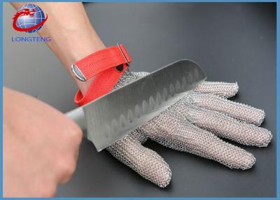 China 5 Fingers Safety Metal Gloves , Stainless Steel Woven Mesh Gloves for sale