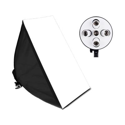 China Photo Studio Light Box Kit Continuous Shooting SoftBox with 5 in 1 Base Lamp Holder E27 Socket Accessories 50*70cm for sale