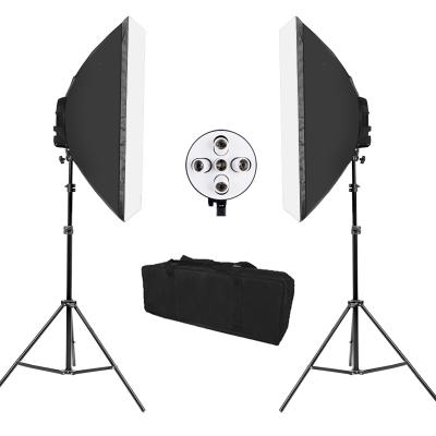 China Photography Studio Lighting Softbox Kit with 5in1 Main Lamp Holder E27 Bulb Socket for Model Filming Portraits Advertising 50*70cm for sale