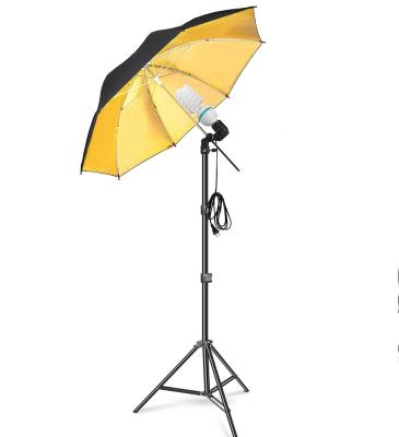 China Reflective Aluminum Kit E27 Umbrella Photo Studio Gold Flash Light Bracket Bracket With Continuous Bulb for sale