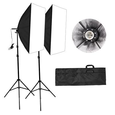 China Continuous Light Kit Reflective Softbox Photography Cloth Photo Studio Equipment with 2 x 50 X 70cm Reflectors and 2 x E27 Socket Continuous Bulbs for sale