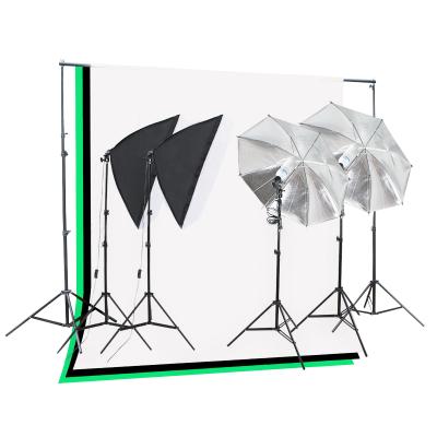 China Photo Studio Lighting Photography Studio Light Kit Background Softboxes Stand With Reflective Umbrella Combination for sale