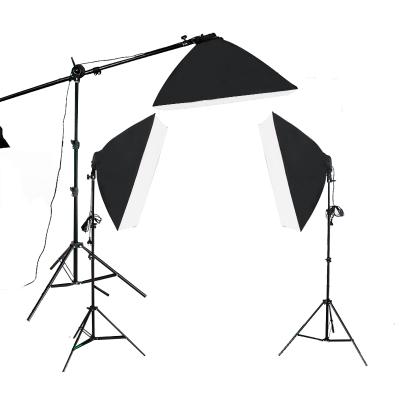 China Studio Lighting Kit Photography Lighting 50x70CM Softbox Kit with E27 Four Socket and Top Light with Boom Arm Accessories for Photo Studio Video for sale