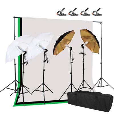 China Continuous Lighting Photo Studio Light Kit Photography Umbrella Kit - 6.6ft x 6.6ft Backdrop with Muslin Backdrops for Photo Studio Shoot for sale