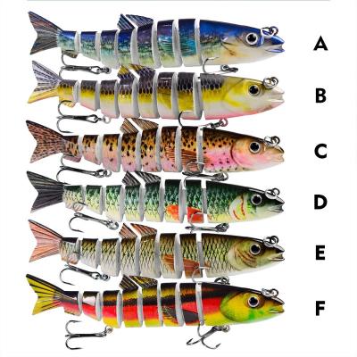 China Hard Simulated ABS Plastic Swimbait 12.5cm 21.5g Saltwater Bait 8 Section Slip Bait With Realistic Painted Skinking for sale