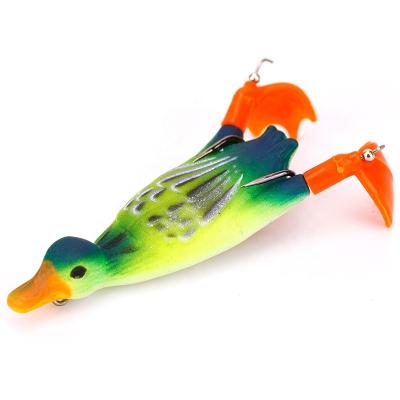 China ABS Plastic Duck Fishing Bait 9cm-11.5g Thruster Fin Duckling Soft Bait Bass Rubber Silicone Resin Simulation Lure Bait for sale