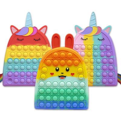 China Silicone Pop Bubble Backpack Stir Sensory Snaps Push Pop Bubble School Bag Gifts Rewards Large Capacity Toy Pack for sale