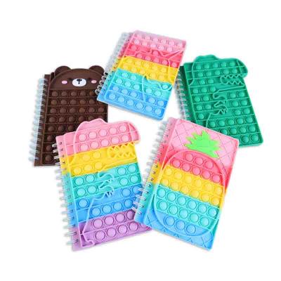 China New Soft Silicone Sensory Toy Dairy Stress Relief Rainbow Notebook Dinosaur Pineapple Stir Stationery For Students for sale