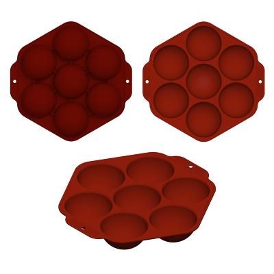 China Large DIY Sustainable 6 Holes Round Semi Sphere Silicone Molds For Baking Chocolate Bomb Molds for sale