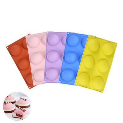 China Viable 6 Holes Making Jelly Dome Silicone Mold Chocolate Semi Mousse Half Sphere Silicone Mold for sale