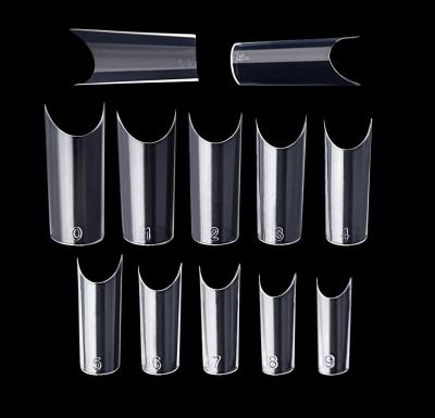 China DIY Nail Art New Design 100pcs Box Packing Cow Design C Curve XL French Nail Tips Tube Coffin Nail Tips for sale