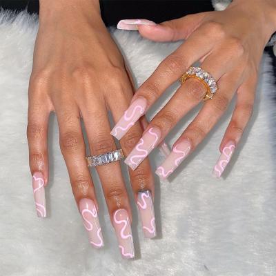 China Easy apply. 2021 Popular Ballerina Press On Nails Long Fit Chrome Acrylic Nails With Glue Press On Nails for sale