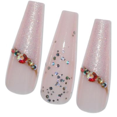 China Easy apply. Popular Wholesale High Quality Pink Fake Nails Press Designs Colorful French False Nail Gel Press On Nails for sale