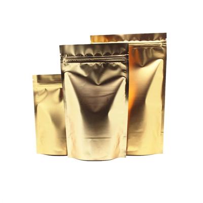 China Recyclable Gold Stand Up Aluminum Foil Packaging Pouches For Food Coffee Storage Heat Seal Mylar Zipper Top Bag for sale