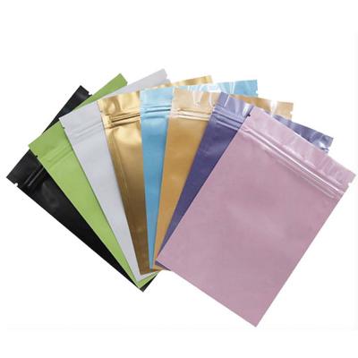 China 3 Sides Heat Sealed Wholesale Colored Bag Small Aluminum Foil Food Packaging Bags With Zip Lock for sale