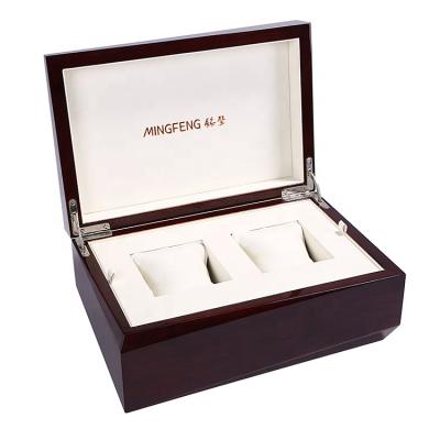 China 2021New Luxury Elegance Wooden 2 Slots Watch Box Watch Gift Box With Pillow Watch Packing Box for sale