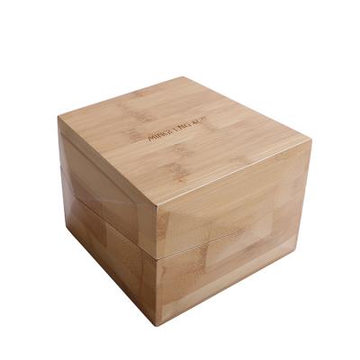 China Business 1 Luxury Bamboo Slots Mens Watch Boxes Watch Packaging Gift Box Logo for sale