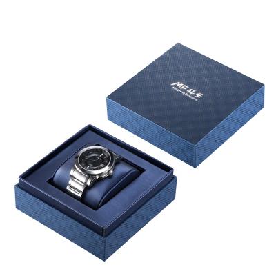 China Handmade Exquisite Design Blue Watch Packing Box With Soft Pillows for sale