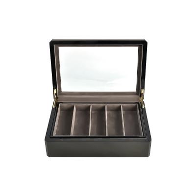 China Exquisite Recyclable High-end Multi-slot Pen Transparent Lid Wooden Box With Fixed Foam for sale