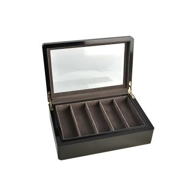 China OEM Recyclable High-end Multi-slot Wooden Pen Gift Box With Transparent Lid For Father's Day for sale