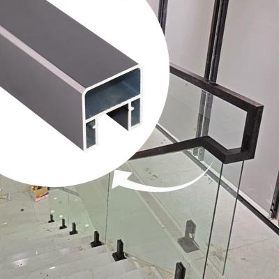 China Temper Glass Railing Handrails Aluminum U Profile Handrail Spigot for Stairway Railing for sale