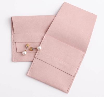 China Suede Dust Proof Pouch Gift Packaging With Loop Dark Jewelry Velvet Envelope Storage Bags With Snap Button Flannel Accept Custom for sale