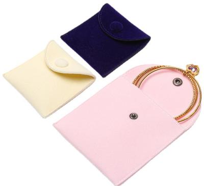 China Jewelry Bag Flannel Pouch Jewelry Velvet Envelope Storage Bags With Snap Button Accept Custom Made for sale