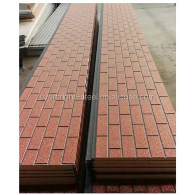 China 380mm thick PU sandwich panel wood grain exterior decorative wall panel 16mm thick for prefab house for sale