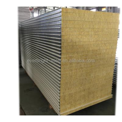 China 1150MM Color Clean Room Rock Wool Sandwich Steel Wall Panel Used For Warehouse Partition for sale