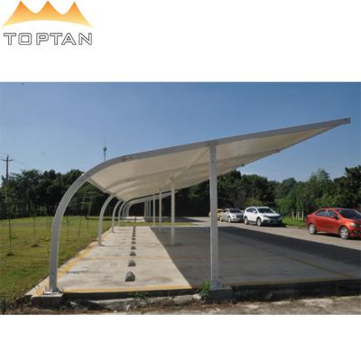 China Waterproof Tensile Fabric Waterproof Car Parking Awning Roof And Parking Lots For Many Vehicle for sale