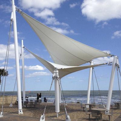 China 2021 Toptan Steel Structure PVDF/PTFE Membrane Design Waterproof Landscape Sunshade Canopy Tensile Shade Sails Structure For Sale for sale