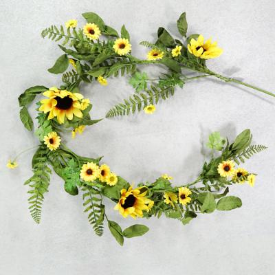 China Customized Artificial Sunflower Spring Vines Wall Wedding Decoration Flower Indoor Plastic Garland for sale