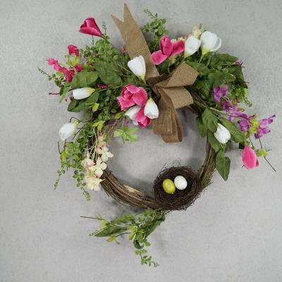 China Chinese Handmade Artificial Flower Wreath Youth Door Easter Day Decorative Wreath Eggs Brand New for sale