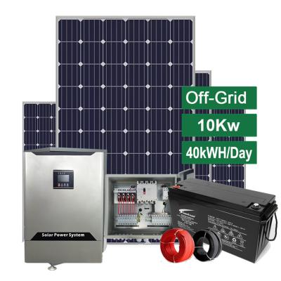 China Home Solar Panel 8kw 9kw 10kw Off Grid Hybrid Solar Storage System Solution for sale