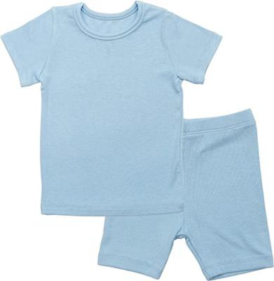 China Popular Best Daily Wear Baby Clothing Sets Kids Solid Short Sleeve Bamboo Pajamas for sale