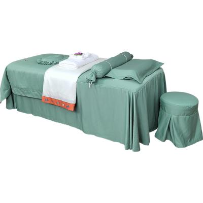 China High End Viable Beauty Salon 4 Piece Luxury Massage Bedspread Bedspread Covers With Face Hole Bedspread With Phone Pocket for sale