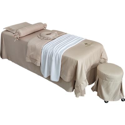 China Viable Hot Sale Beauty Luxury Bedspread Four Piece Bedspread Salon Bedding Set Massage Table Sheet Set for sale