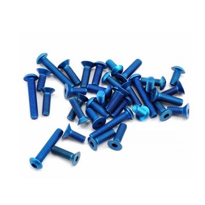 China Blue Anodized Screw Bolts Hex Socket Countersunk Head Screws Colored Black Red Green Anodized Aluminum Bolts Screws for sale