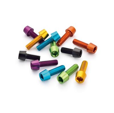 China Pan M5 M6 Anodizing Green Gold Black Red Socket Tapered Head Aluminum Screw for sale