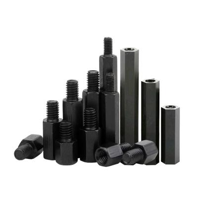 China Hollow Pillars Black Space Male Screws To Female Hex Nylon Standoff Spacer Screws Hex Stud Hollow Pillars for sale