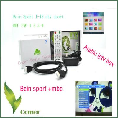 Chine Le plein arabe androïde 550 de joueur de l'arabe IPTV de HD 1080p avec la boîte blanche de l'entrée de C.C 12V TV à vendre