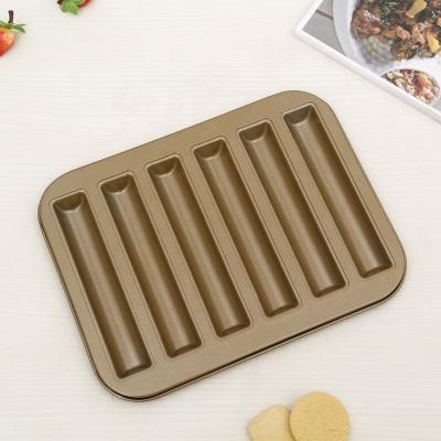 China Viable Non-Stick Mold Mini Cigar Finger Cookie Baking Tray Cake Baking Mold Fondant Molds 6-Hole Cake Cookie Filters DIY Baking Tools for sale