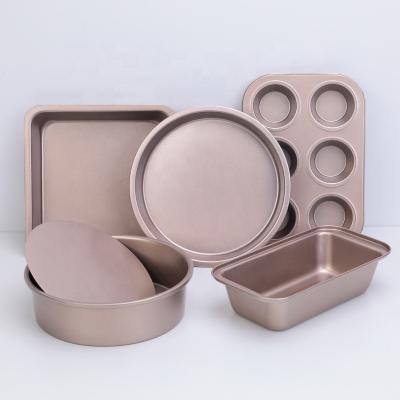 China Sustainable Carbon Steel Nonstick Cast Iron Pizza Pan Bakeware Cake Toast Bread Baking Mold Set For Cakes for sale