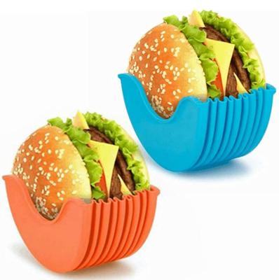 China Retractable Hamburger Stored Fixed Reusable Hamburger Box Holder Silicone Hamburger Box Holder Hamburger Buns Holder Hamburger Box Dishwasher Safe for sale