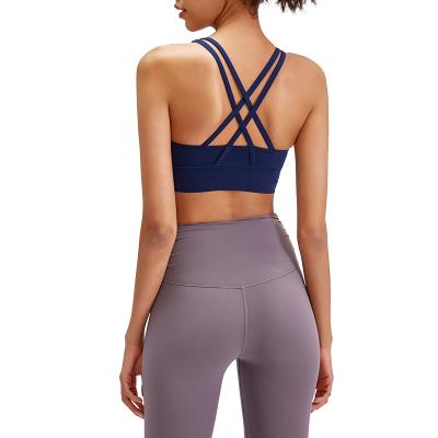 China 2021 New Arrivals Breathable Women Cross Back Padded Yoga Sports Full Bra Woman Fashionable for sale