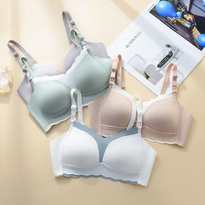 China Forehead Breast Feeding Bra Antibacterial Comfortable Push Up Soft Top Wireless Maternity Care Bralette Pregnancy Bra Lactation Sleep Bra for sale